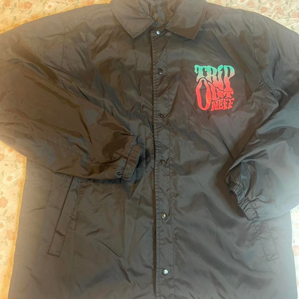 Neff "Trip Out" Coach Jacket Size M‎ Black Windbreaker Streetwear Skate Style